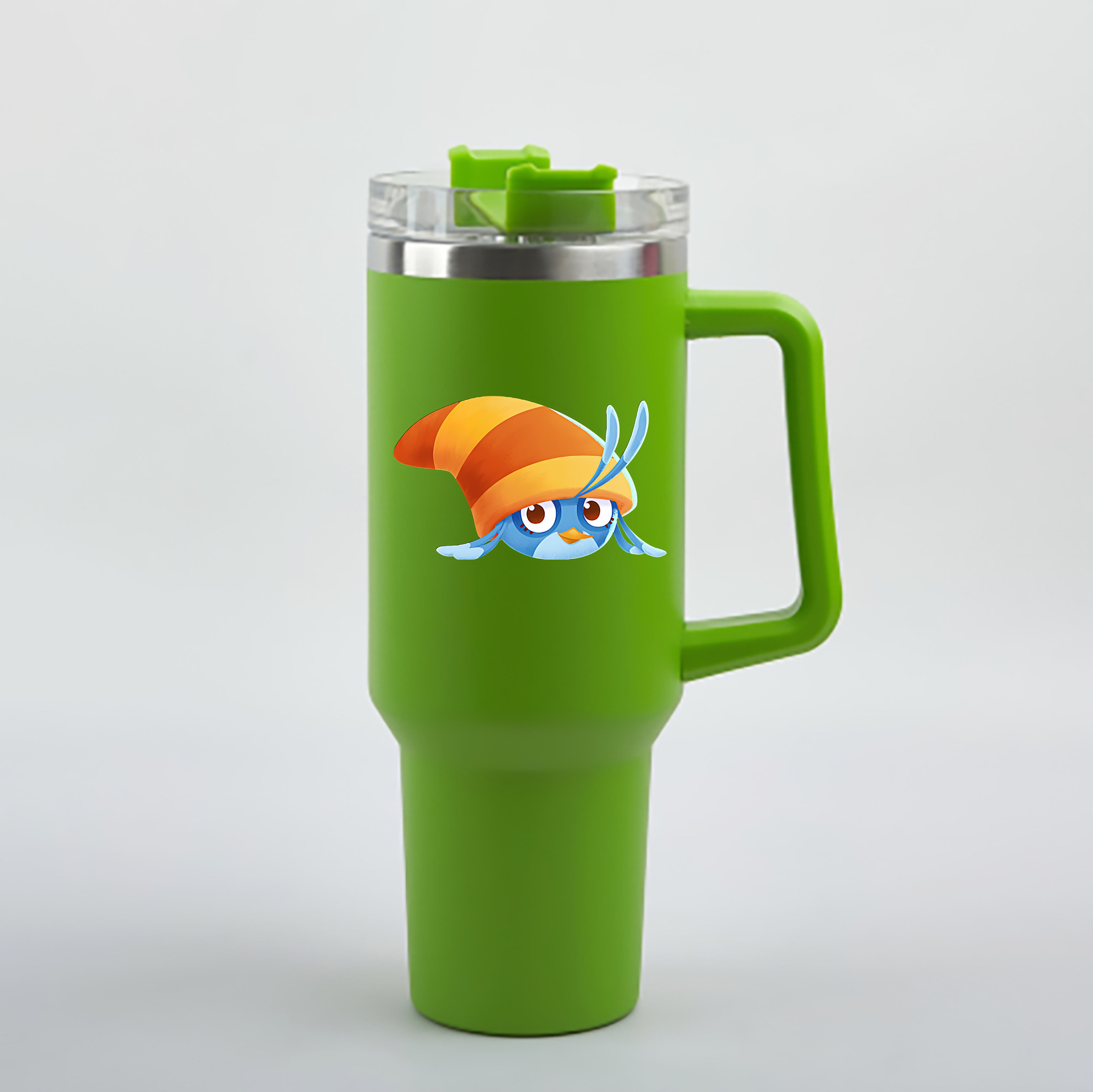 （画像用） Angry Birds アングリーバード 1200mL車用タンブラー - クリスタルステッカー（プラスチックストロー付き）